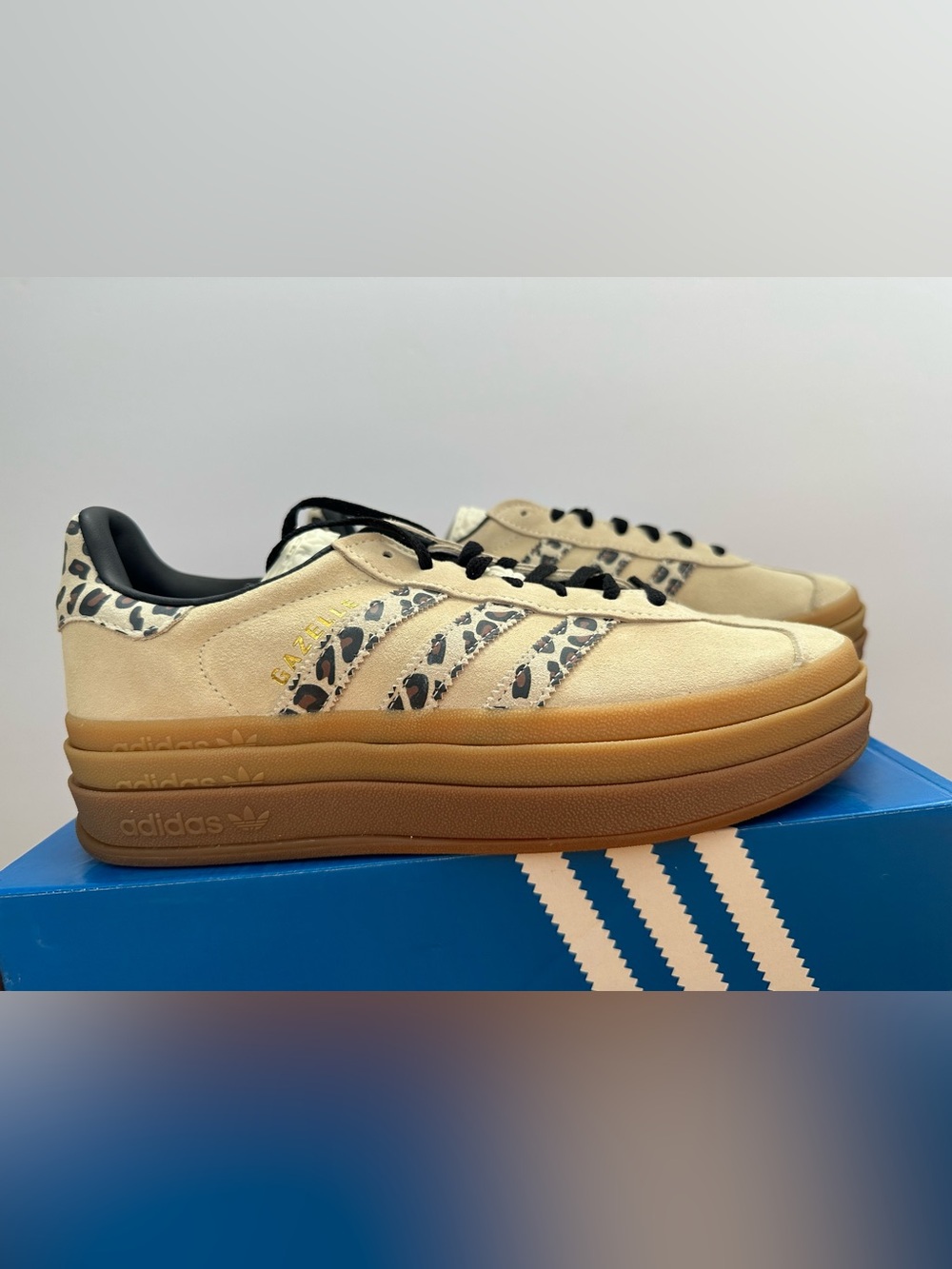 Adidas Gazelle Bold Leopard Platform Sneakers Cream NWT Women's 8